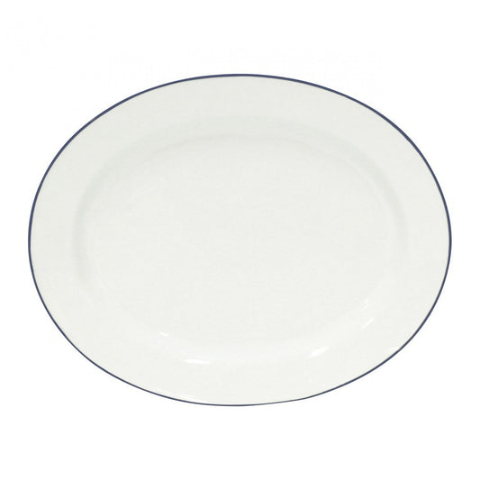 Beja Large Oval Platter - White Blue