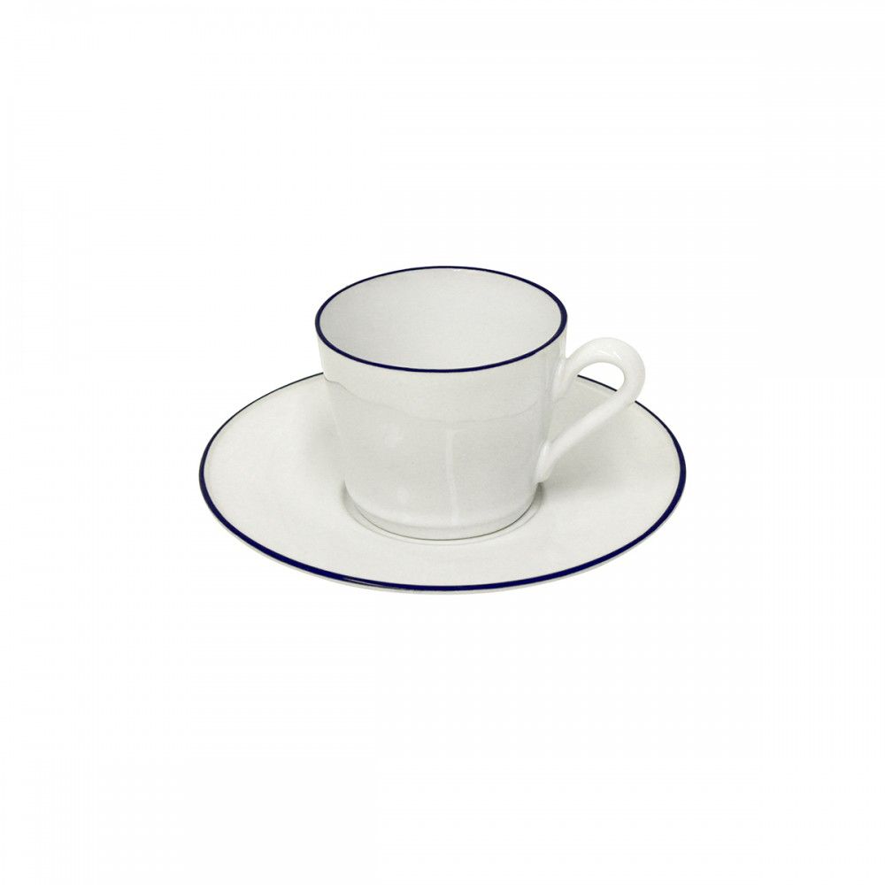 Beja Tea Cup & Saucer Set - White Blue