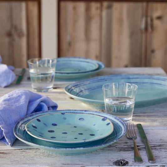 Nantucket Salad Plate Set - Aqua Dots