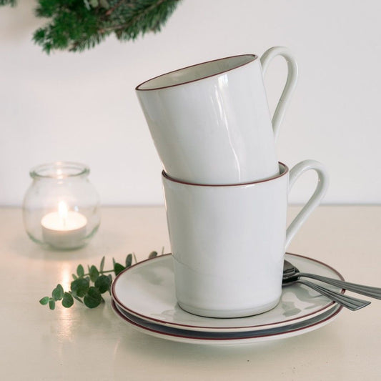 Beja Mug Set - White Red