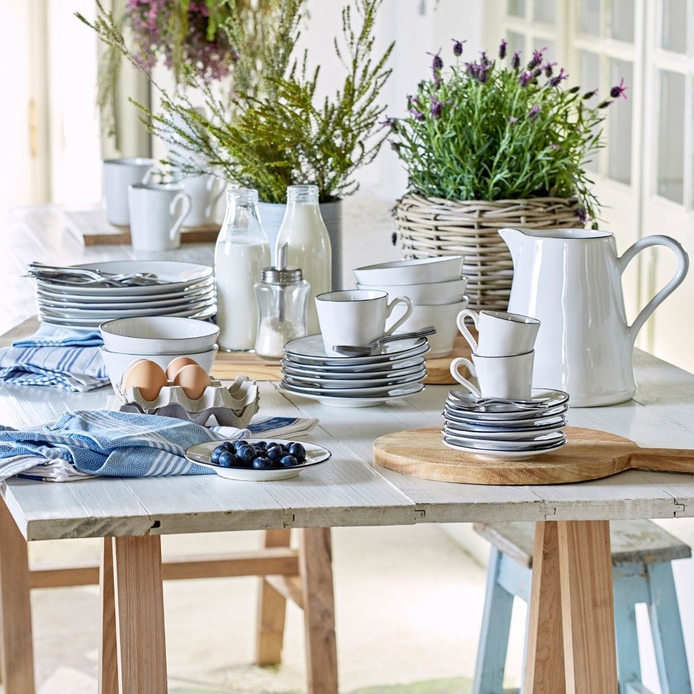 Beja Tea Cup & Saucer Set - White Blue