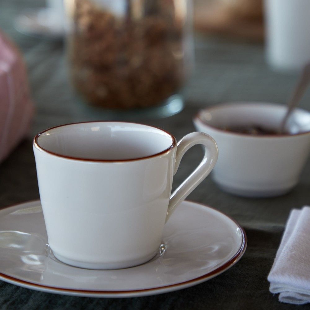Beja Tea Cup & Saucer Set - White Red