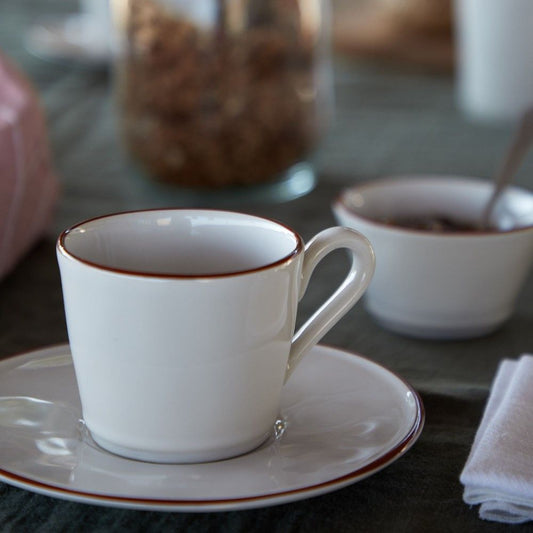 Beja Tea Cup & Saucer Set - White Red