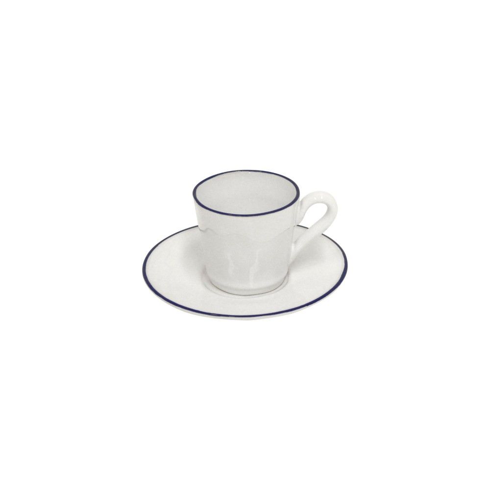 Beja Coffee Cup & Saucer Set - White Blue