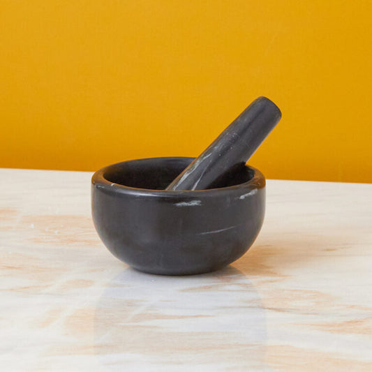 Salerno Black Marble Mortar & Pestle