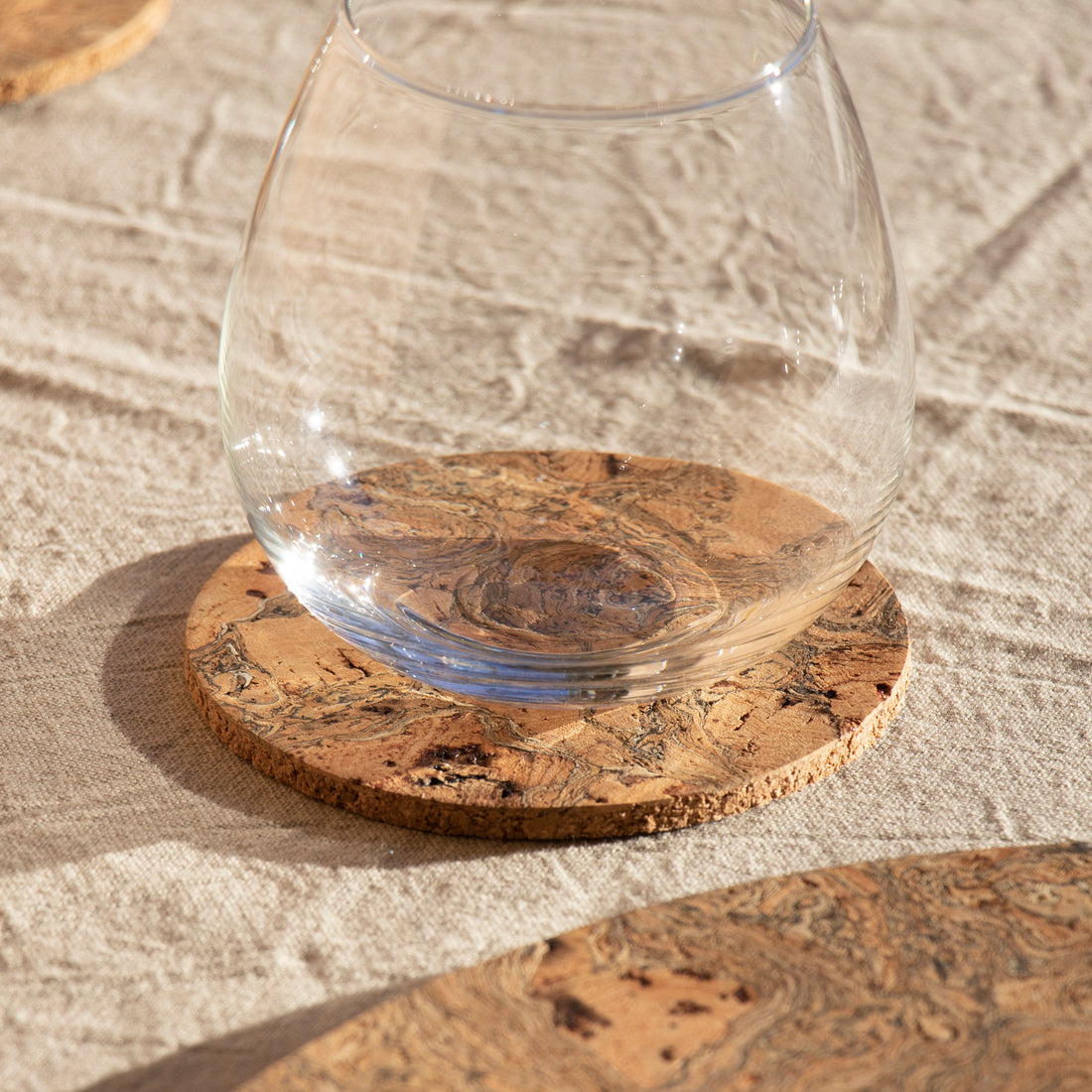 Natural Cork Round Coaster Set