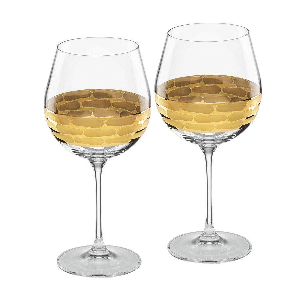 Truro Red Wine Glass Set - Gold