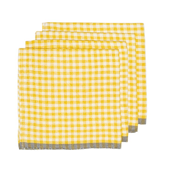 Two-Tone Gingham Napkins - Dijon / Grey