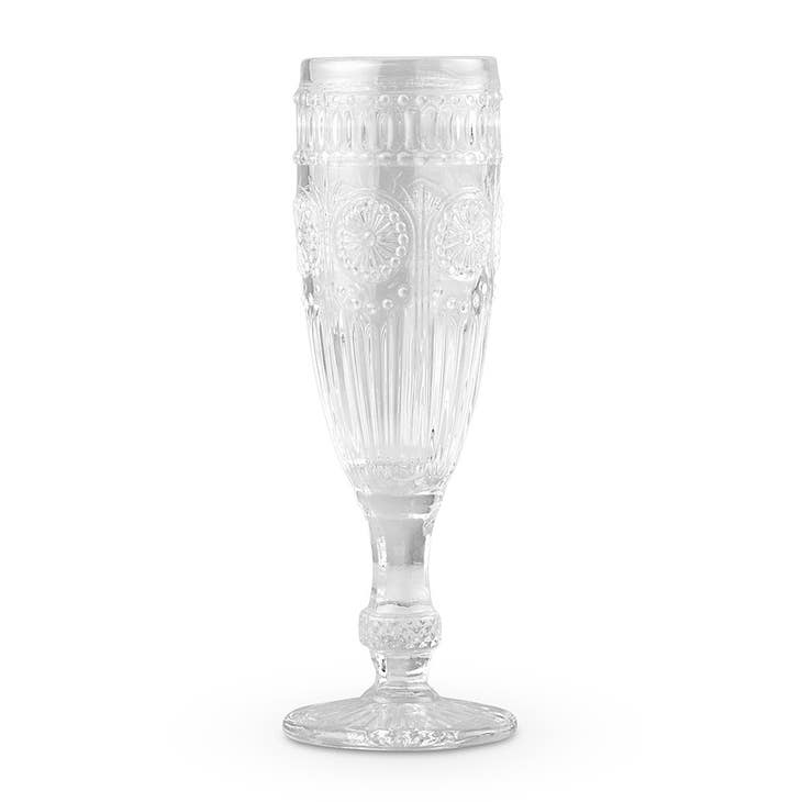 Pressed Glass Champagne Flute - Clear