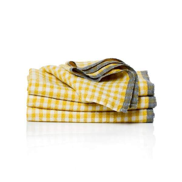 Two-Tone Gingham Napkins - Dijon / Grey