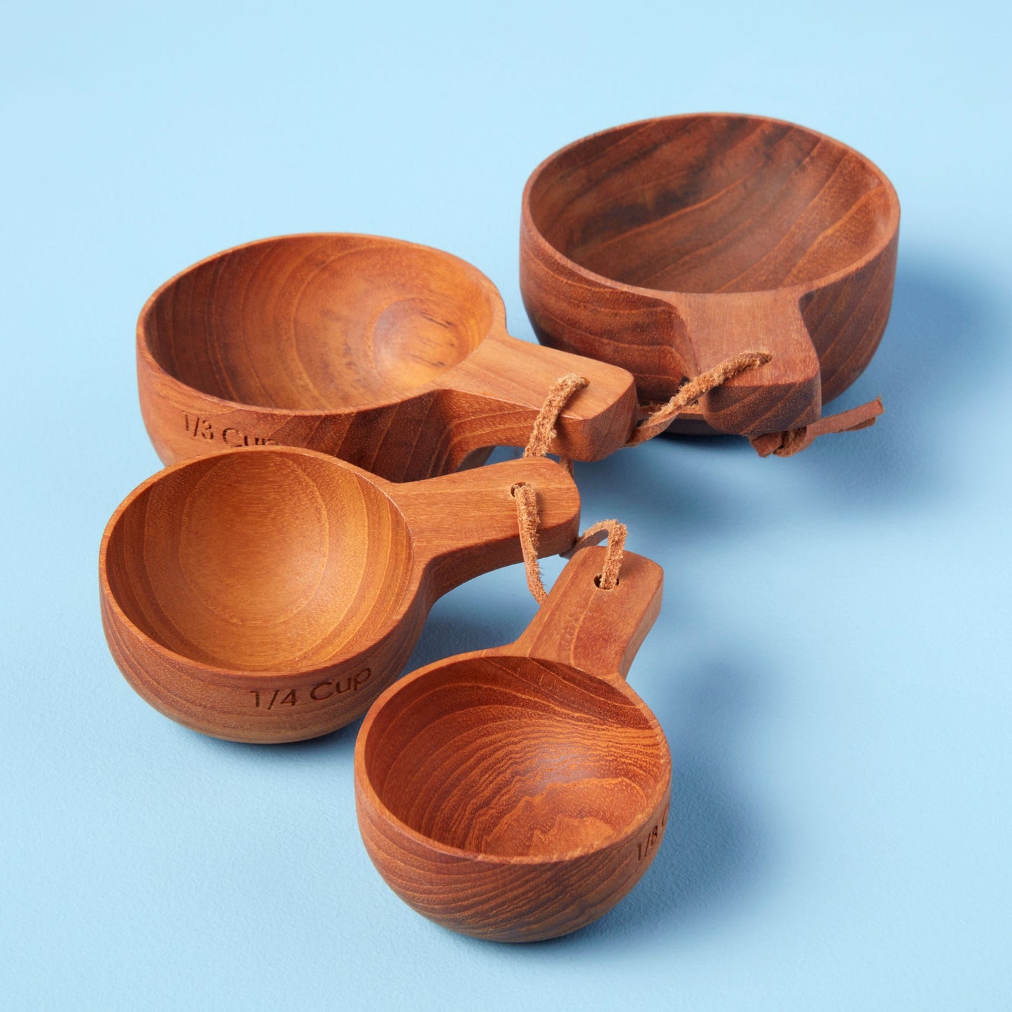 Teak Measuring Cups With Handle Set