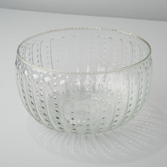 Large Ruffle Glass Lines Bowl