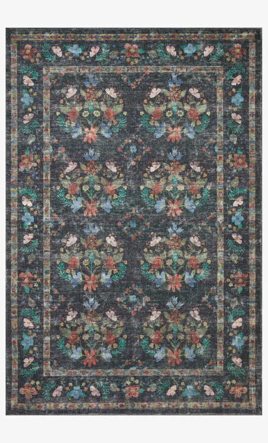 Rifle Paper Co x Loloi Courtyard Rug - Seville Charcoal