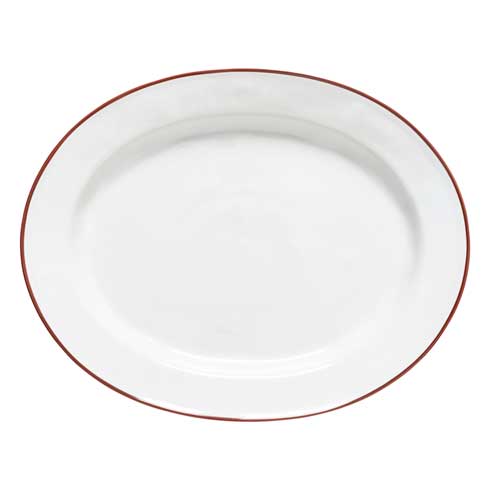 Beja Large Oval Platter - White Red