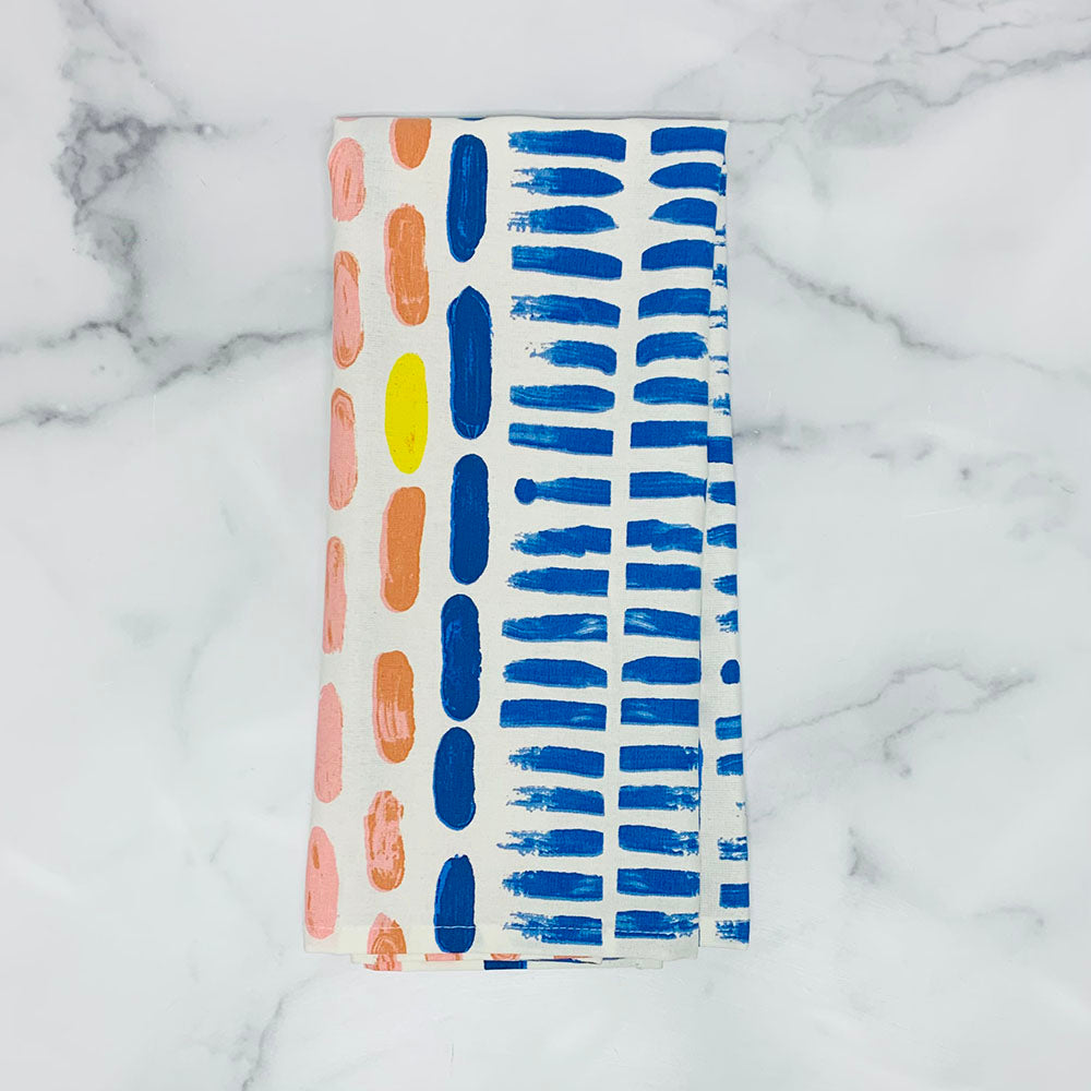 Graphic Shapes Dish Towel - Blue Orange Yellow