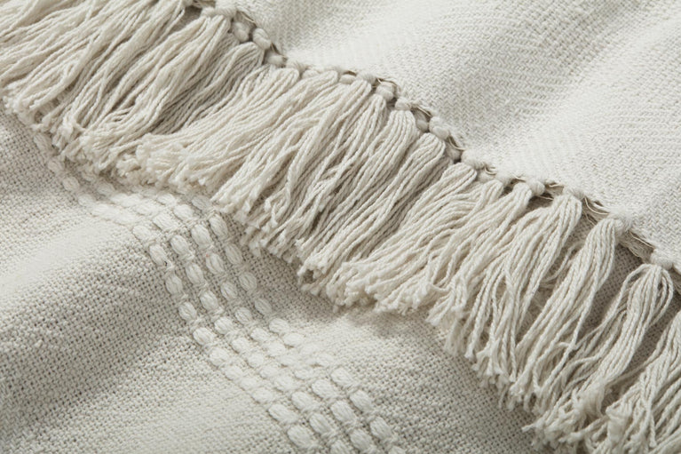 Magnolia Home x Loloi Hugh Throw Blanket - Cream (Set of 2)