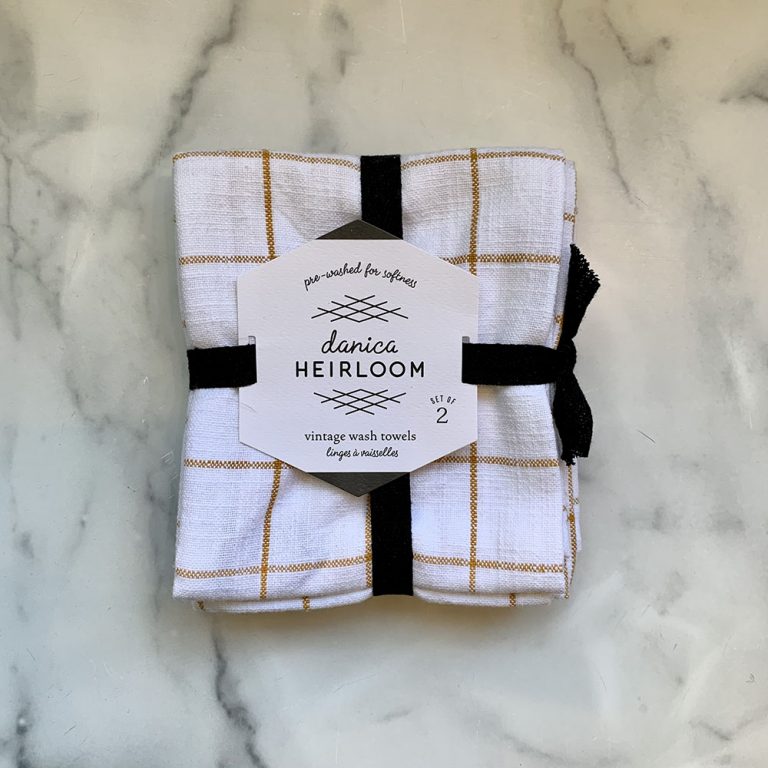 Vintage Heirloom Tea Towels - Ochre
