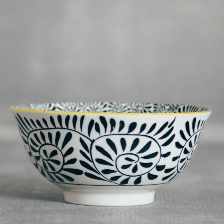 Stamped Bowl - Black Vines