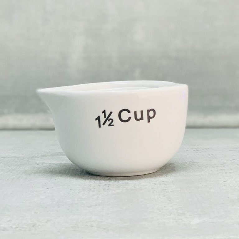White Floral Ceramic Measuring Cups
