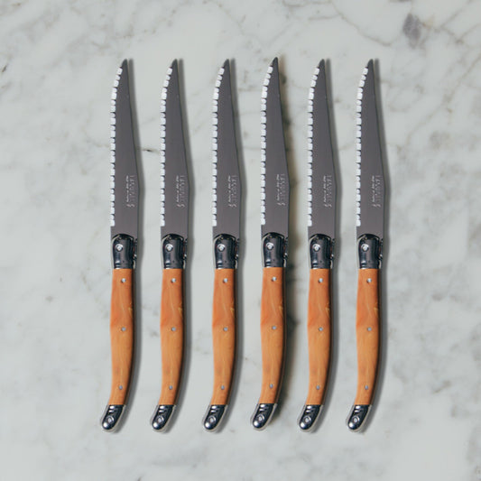 Laguiole Stainless Steel Knives Set - Olive Wood