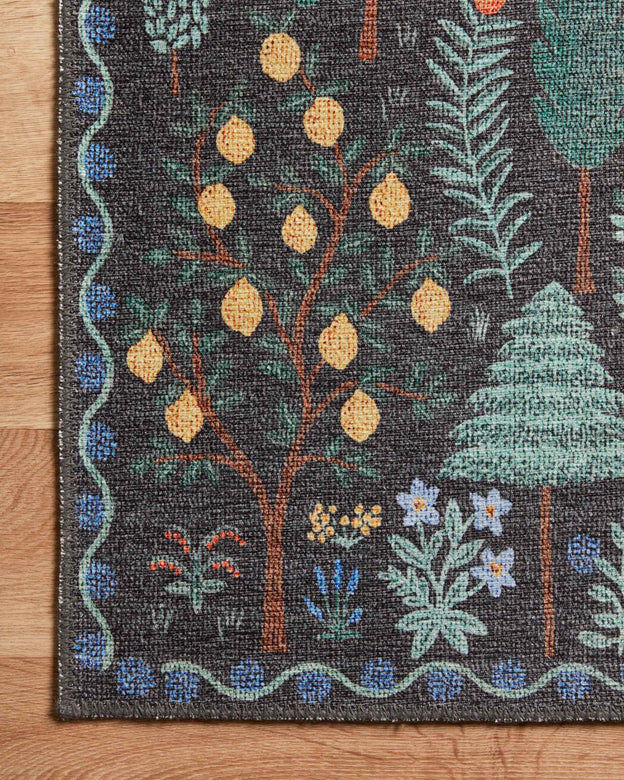 Rifle Paper Co x Loloi Menagerie Rug - Forest Black