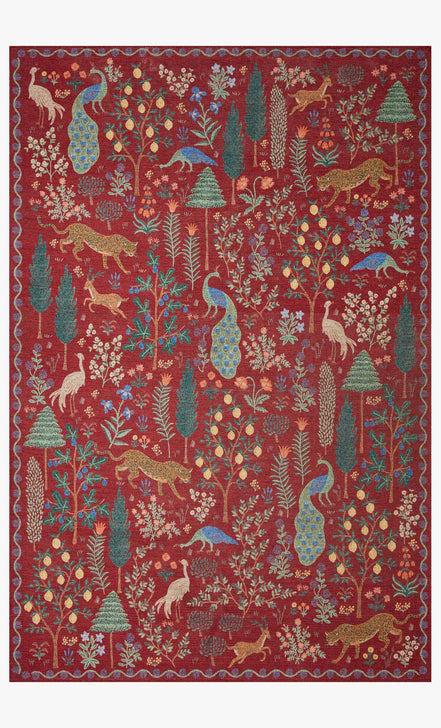 Rifle Paper Co x Loloi Menagerie Rug - Forest Crimson