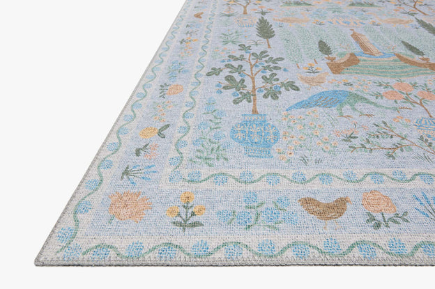 Rifle Paper Co x Loloi Menagerie Rug - Camont Light Blue