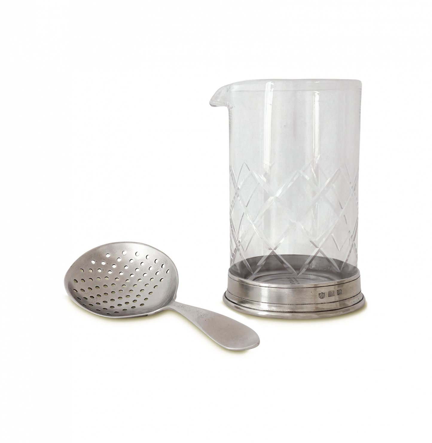 Match Pewter Mixing Glass & Cocktail Strainer Set