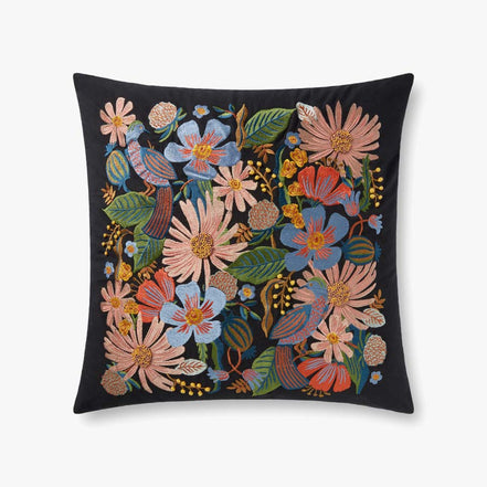 (Preorder Late-February) Rifle Paper Co x Loloi Dovecote Pillow - Black (Set of 2)