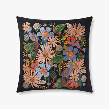 Rifle Paper Co x Loloi Dovecote Pillow - Black (Set of 2)