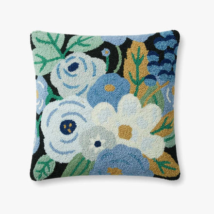 Rifle Paper Co x Loloi Garden Party Hooked Pillow - Indigo (Set of 2)