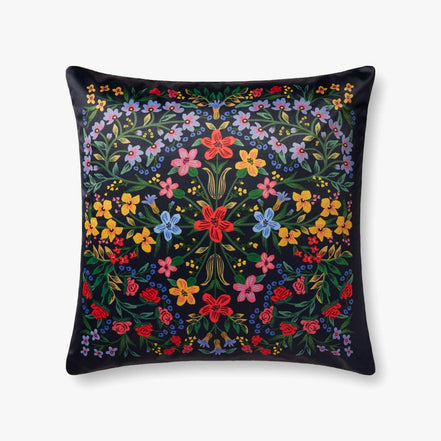 Rifle Paper Co x Loloi Floral Medallion Pillow - Navy (Set of 2)