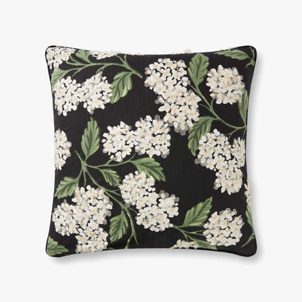 Rifle Paper Co x Loloi Hydrangea Pillow - Black (Set of 2)