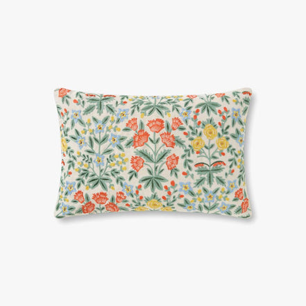 (Preorder Mid-May) Rifle Paper Co x Loloi Mughal Rose Lumbar Pillow - Linen (Set of 2)