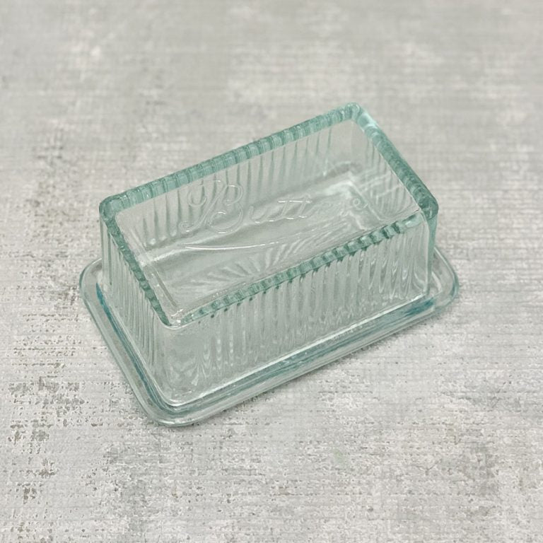 Pressed Glass Butter Dish - Clear