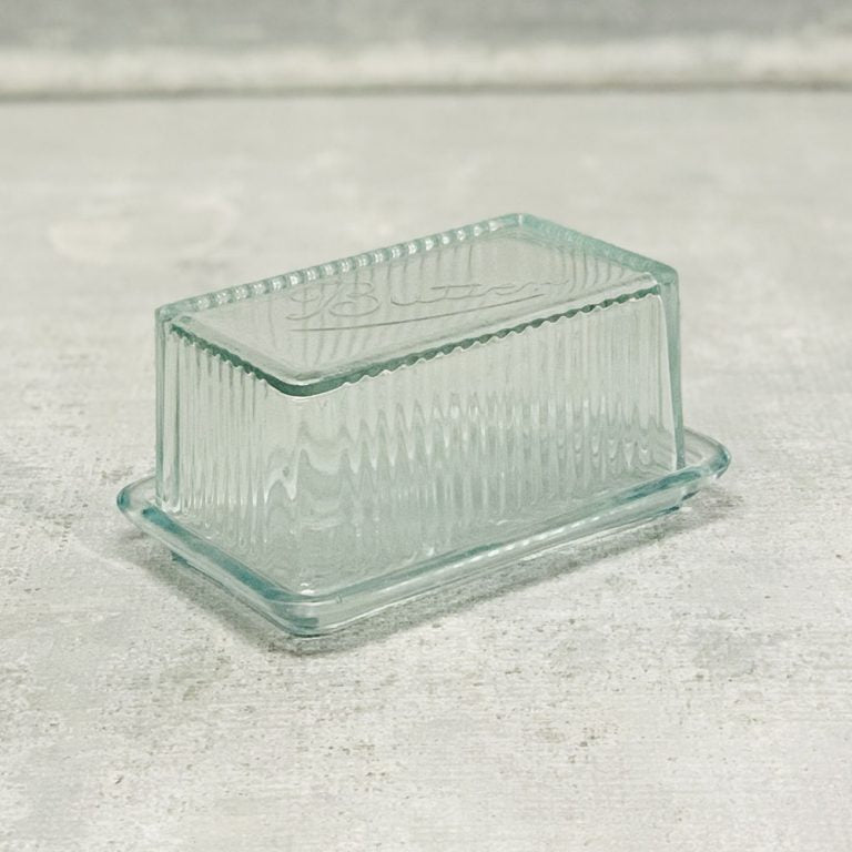 Pressed Glass Butter Dish - Clear