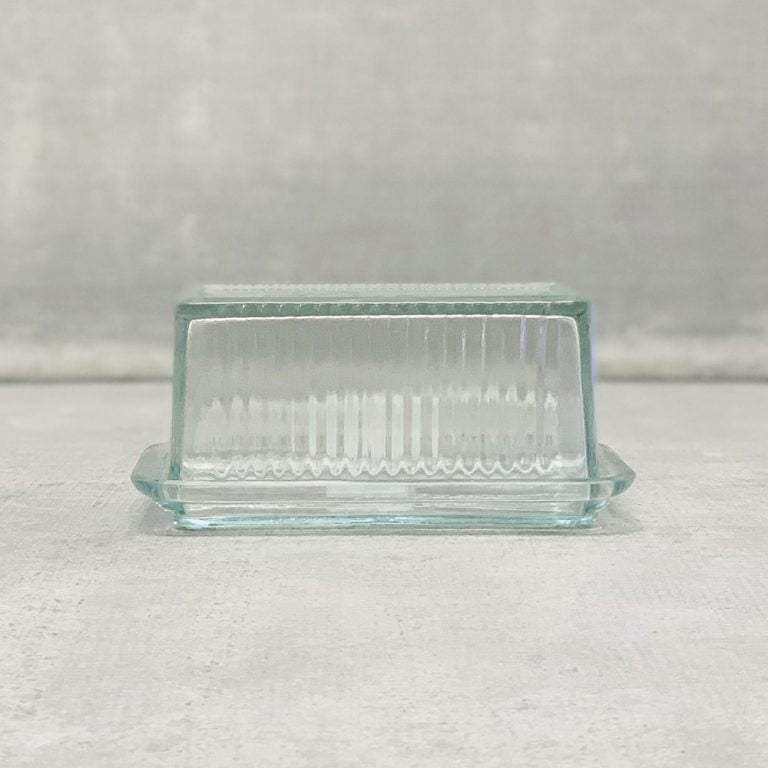 Pressed Glass Butter Dish - Clear