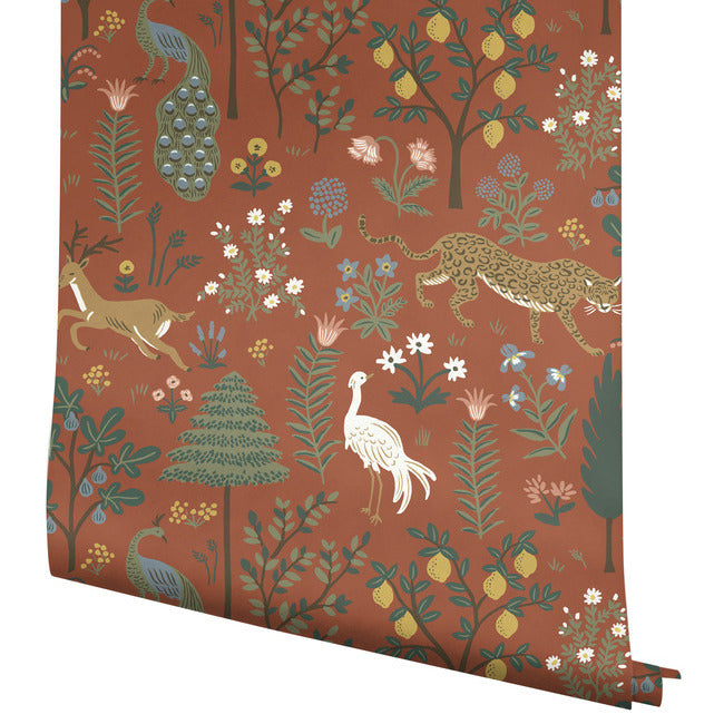 Rifle Paper Co Menagerie Wallpaper - Rust