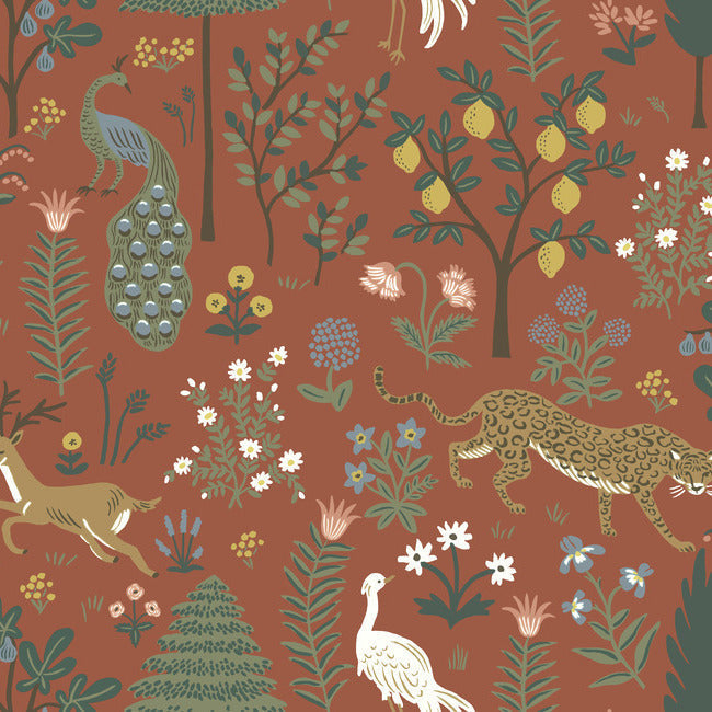 Rifle Paper Co Menagerie Wallpaper - Rust