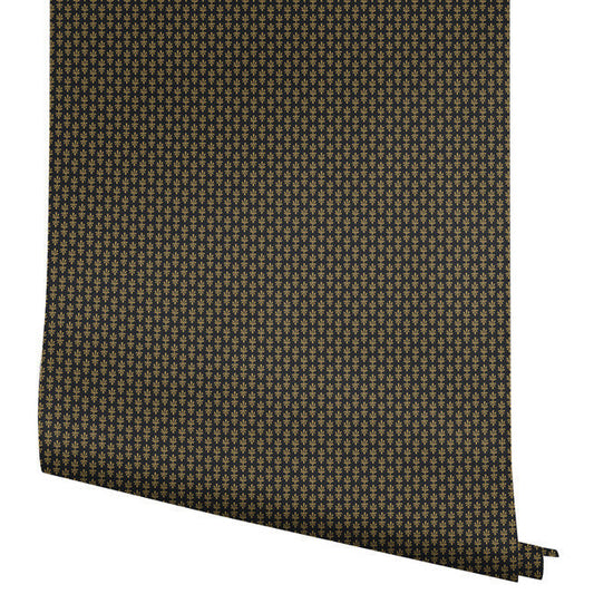 Rifle Paper Co Petal Wallpaper - Black & Metallic Gold