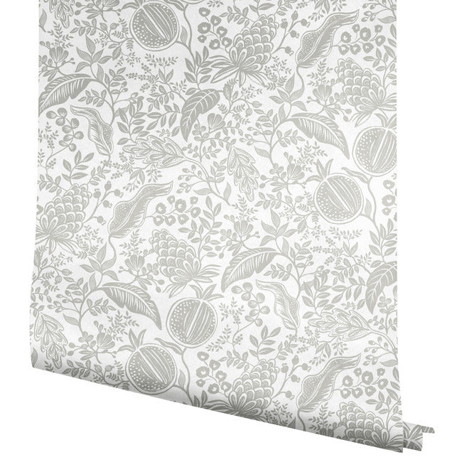 Rifle Paper Co Pomegranate Wallpaper - White & Metallic Silver
