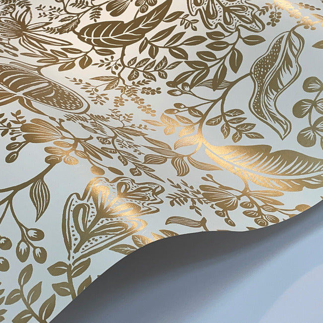 Rifle Paper Co Pomegranate Wallpaper - White & Metallic Gold