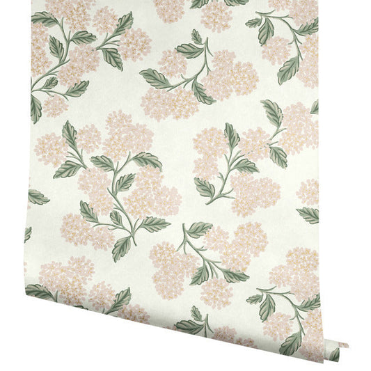 Rifle Paper Co Hydrangea Wallpaper - White & Blush
