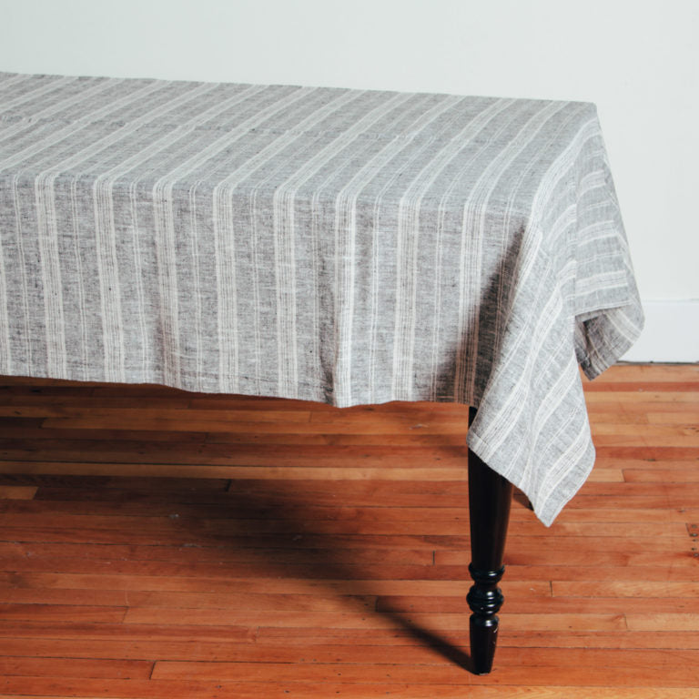 Multistripe Linen Tablecloth - Black
