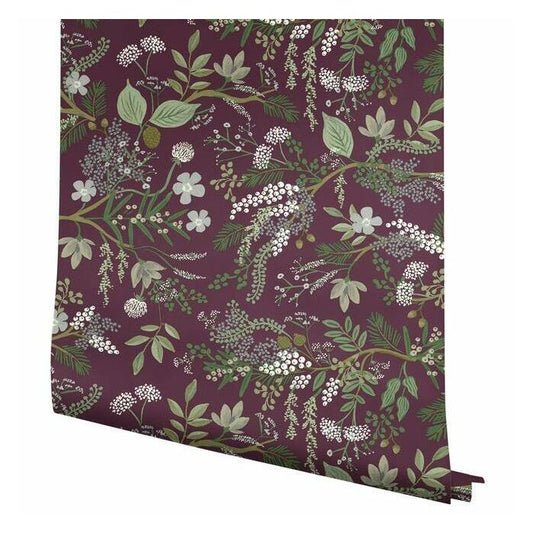 Rifle Paper Co Juniper Forest Wallpaper - Burgundy