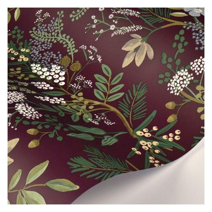 Rifle Paper Co Juniper Forest Wallpaper - Burgundy