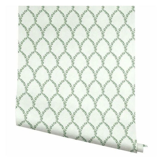 Rifle Paper Co Laurel Wallpaper - Green & White