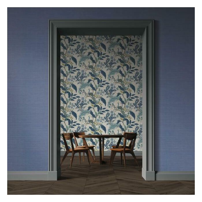 Rifle Paper Co Peacock Wallpaper - Blue & White