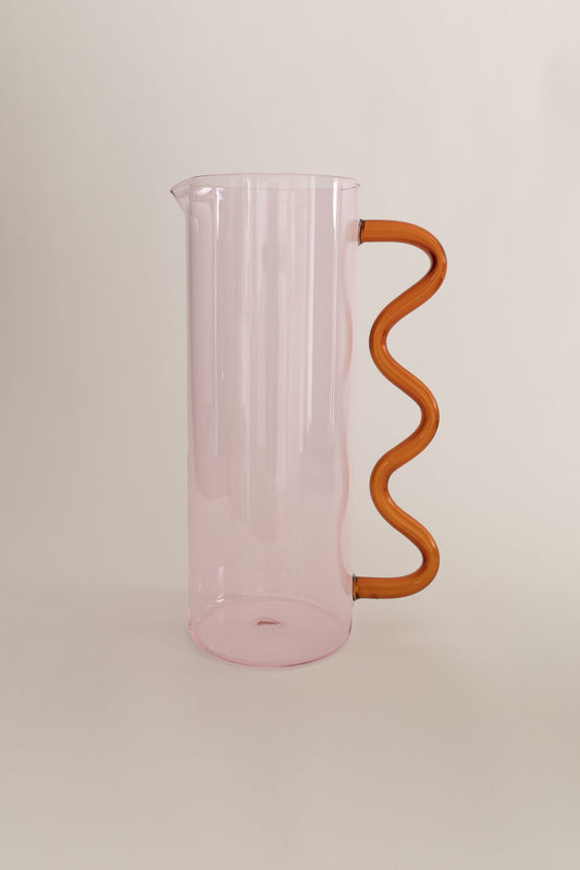 Wave Pitcher - Pink & Amber