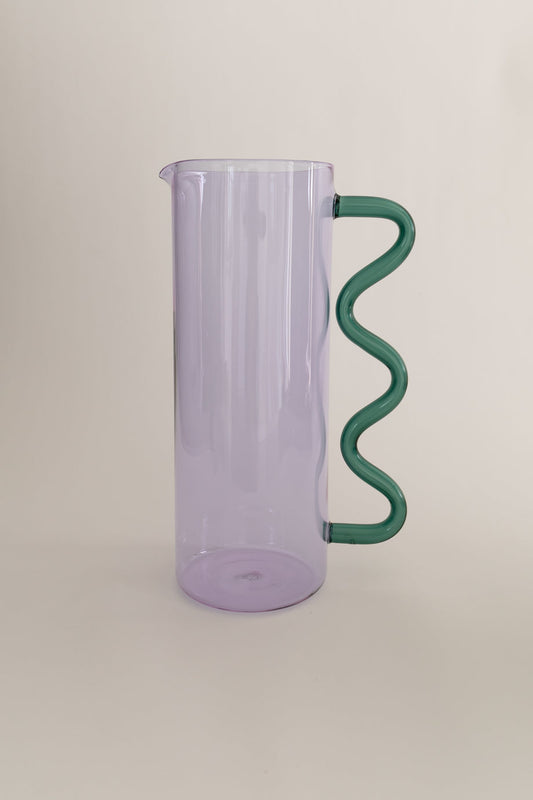 Wave Pitcher - Teal & Lilac